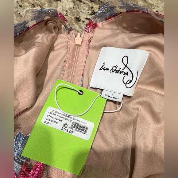 Sam Edelman Star Flower Embroidered Sheath Mini Dress 0 - Picture 5 of 8